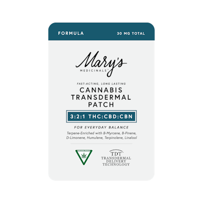Product: Mary's Medicinals | Transdermal Patch Formula 3:2:1 THC:CBD:CBN | 15mg:10mg:5mg
