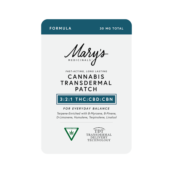 Mary's Medicinals | Transdermal Patch Formula 3:2:1 THC:CBD:CBN | 15mg:10mg:5mg