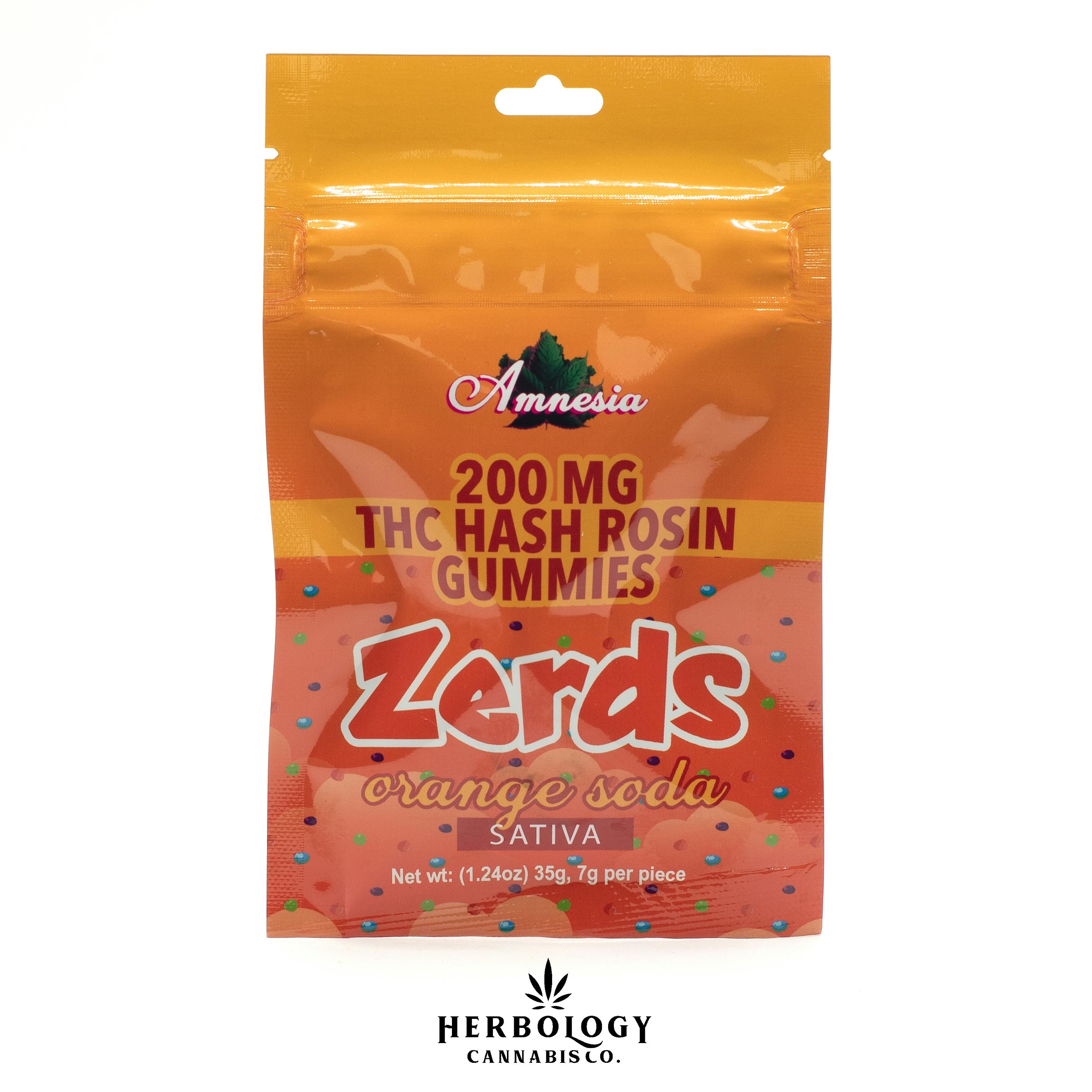 Amnesia | Hash Rosin Gummy | Zerds | Orange Soda | 200mg