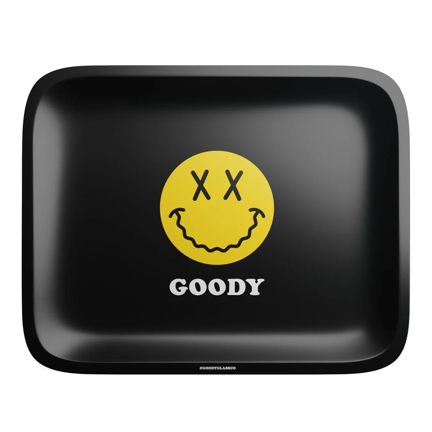 Accessories | Goody Glass | Black Big Yellow Face Rolling Tray | Small