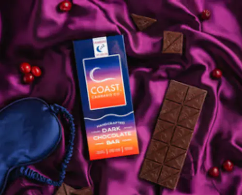 Dark Chocolate Cranberry (SLEEP) Chocolate Bar 1:1:1 (CBN:THC:CBD) – Coast Cannabis-active