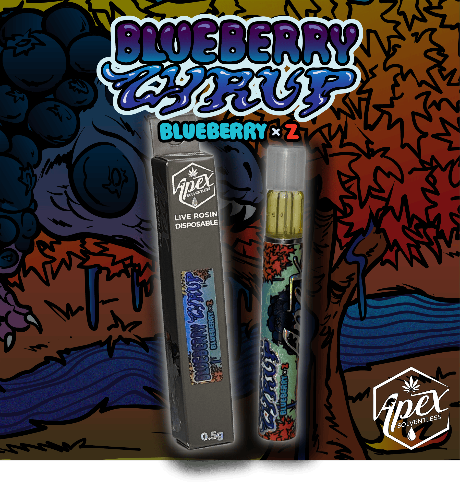 Apex - .5g Hash Rosin Disposable - Blueberry Zyrup