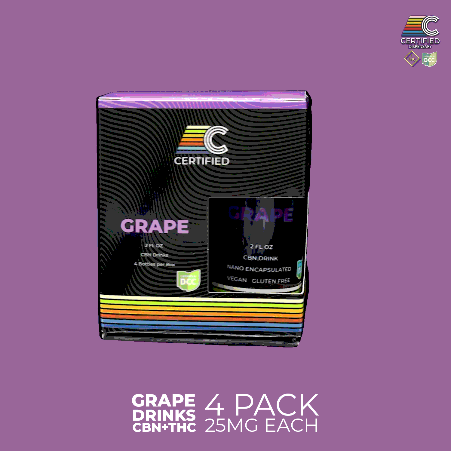 Grape | 4pk 100mg 2.5:1 THC:CBN Drinks | CERTIFIED Columbus