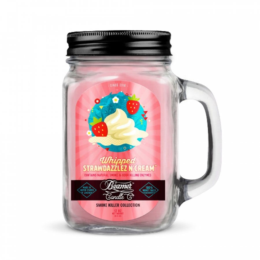 12oz Glass Mason Jar Candle - Whipped Strawdazzlez N' Cream