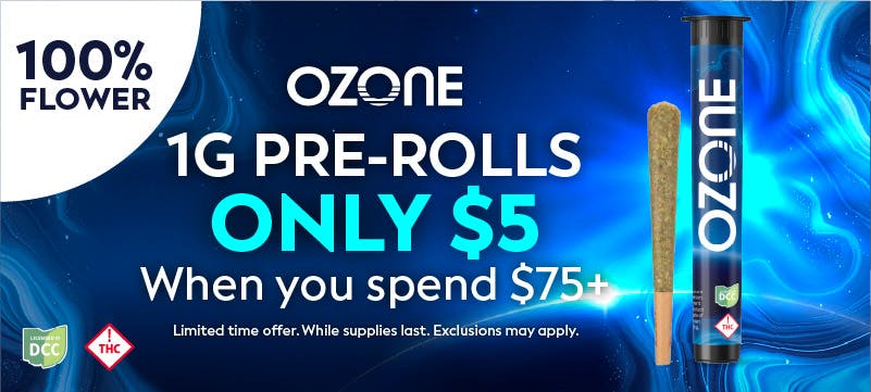 Ozone 1g PreRolls, Find your Zone, 100% flower pre-rolls