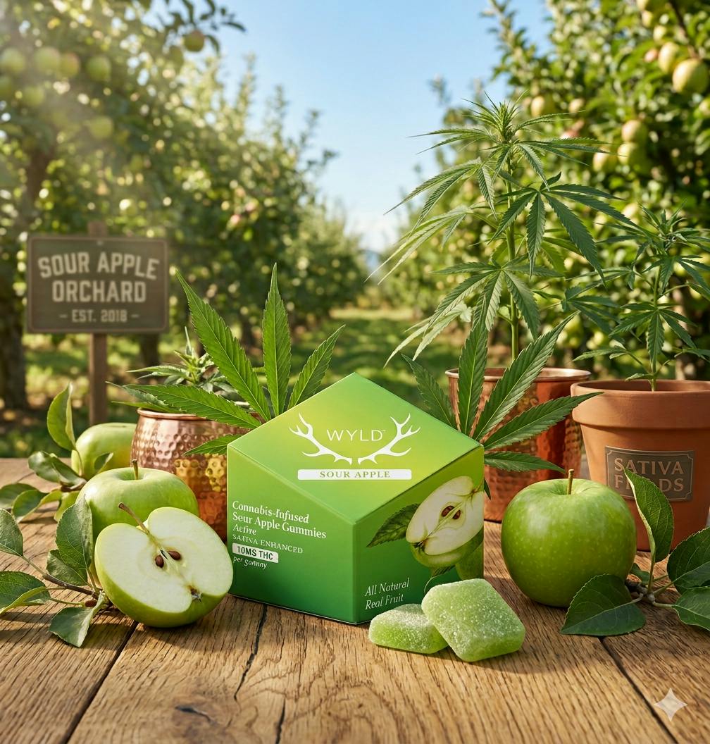 Product Wyld | Sour Apple | Sativa Enhanced Gummies | 10ct | 100mg
