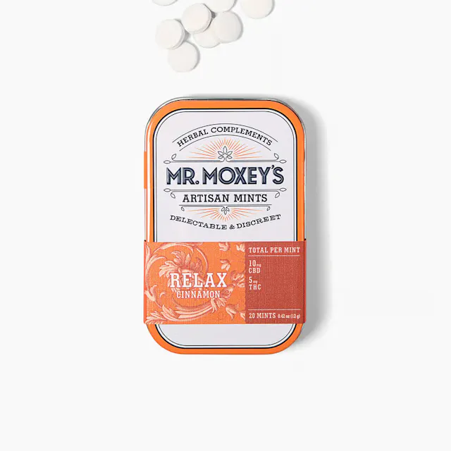 Mr. Moxey's Mints Relax Vanilla 2 CBD : 1 THC 20pk/100mg (hybrid, 2.8g)