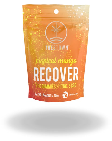 Product: TreeTown | Mango Recover 1:5 THC:CBD Gummies | 20mg:180mg