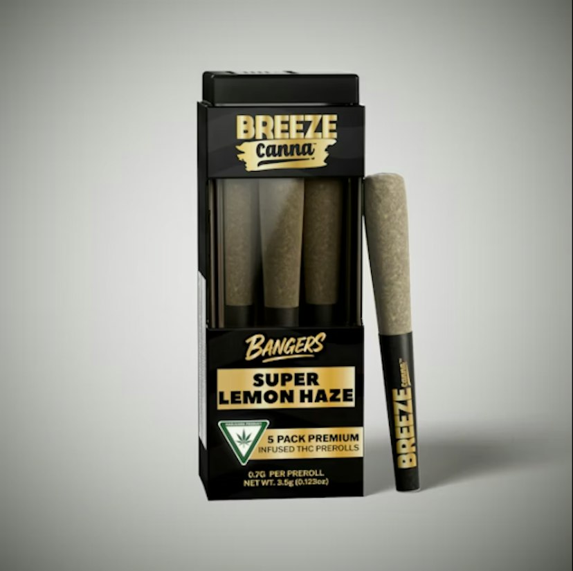 Breeze Canna | 5-Pack Live Resin Infused Pre-rolls | Super Lemon Haze