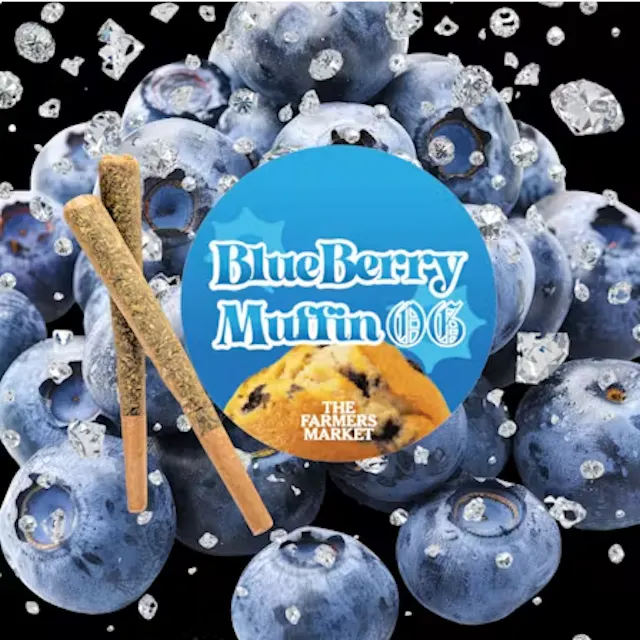The Farmers Market Diamond Infused Pre-Roll Pack Blueberry Muffin OG 2pk/1.5g (indica hybrid, infused pre roll packs)