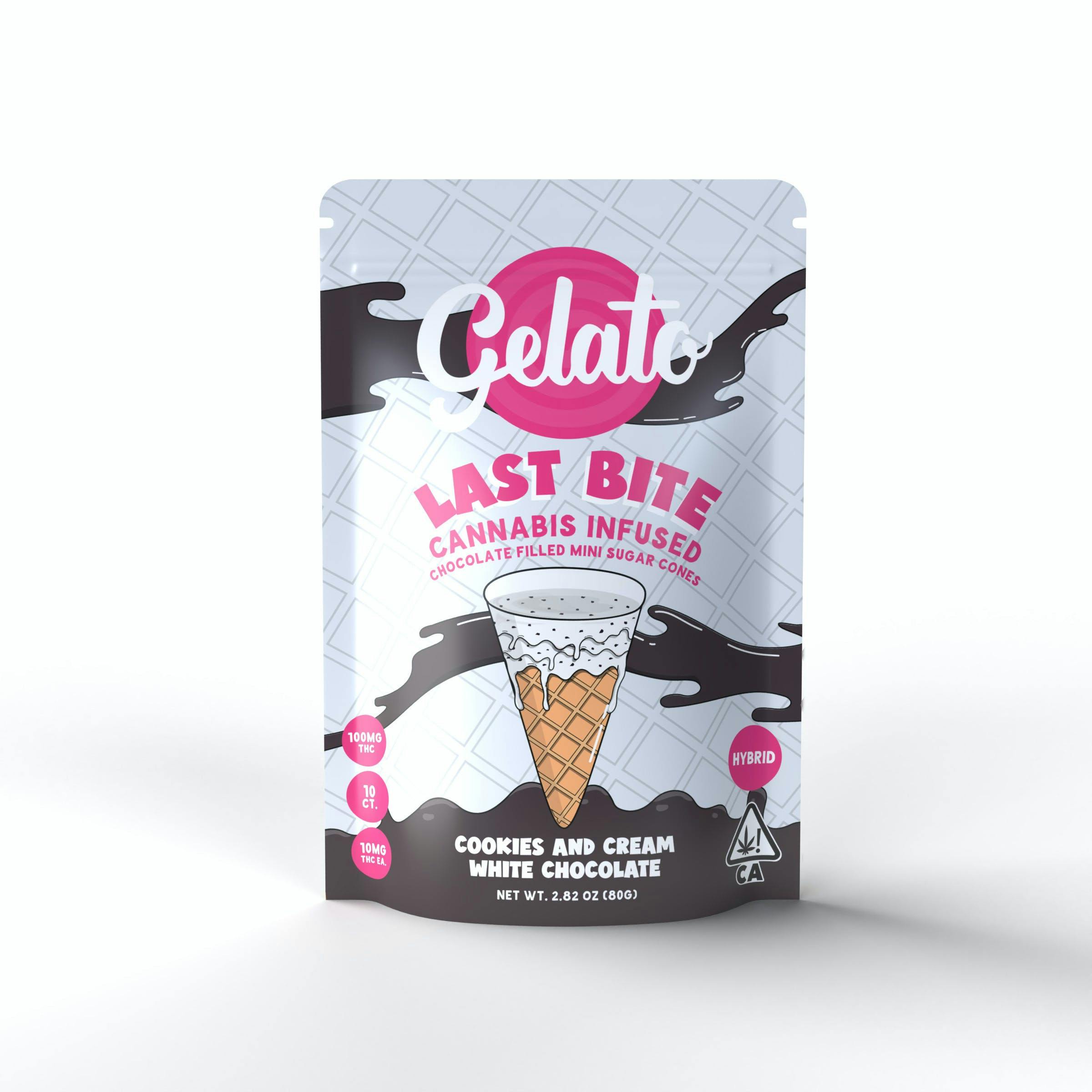 Gelato Last Bite Cookies & Cream Mini Sugar Cones 10ct 100mg