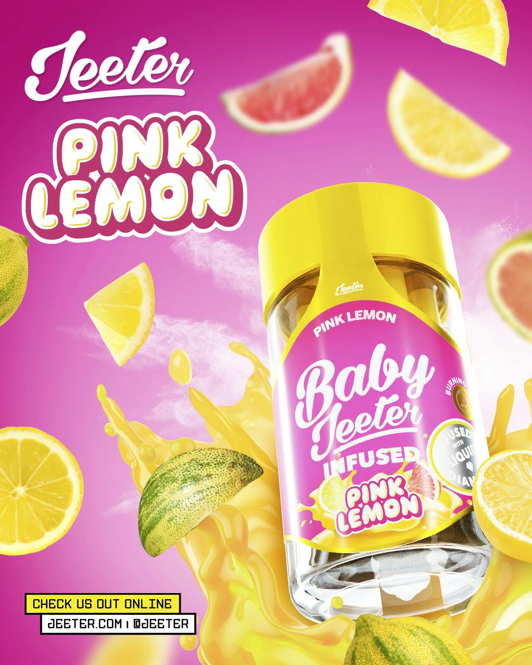 Product: Jeeter | Pink Lemon | Infused Baby Pre-rolls | 0.5g x 5 (2.5g) | Hybrid