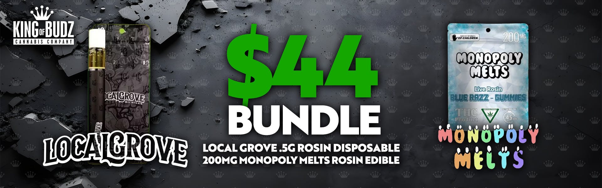 Local Grove Disposable AND Monoply Melt Edible for $44