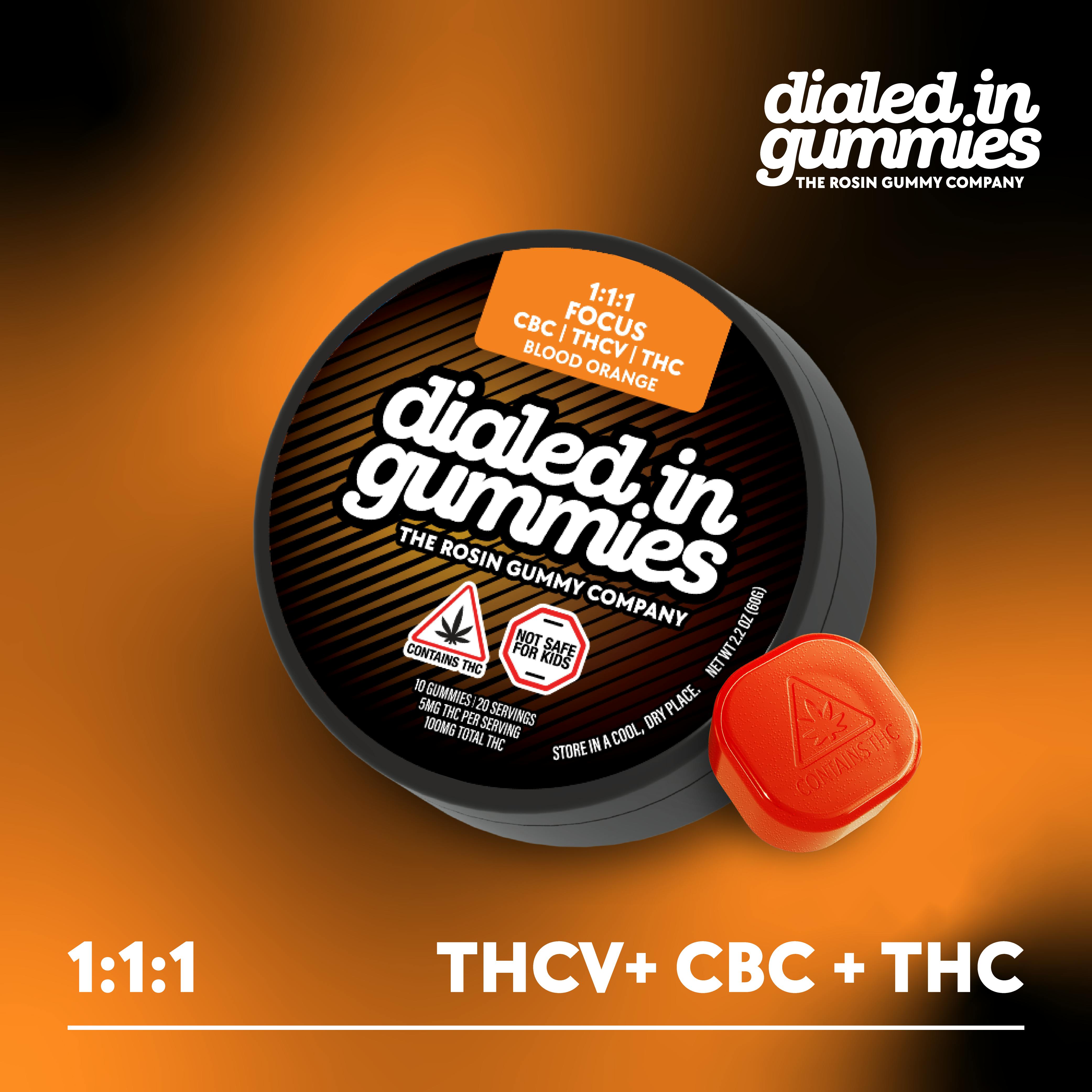 Product 100mg - Blood Orange Focus 1:1:1 - Rosin Gummies (10pk)