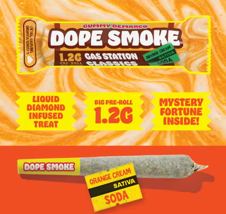 DOPE SMOKE | Orange Cream Soda | Liquid Diamond Infused Joint | 1.2G - product image at King of Budz