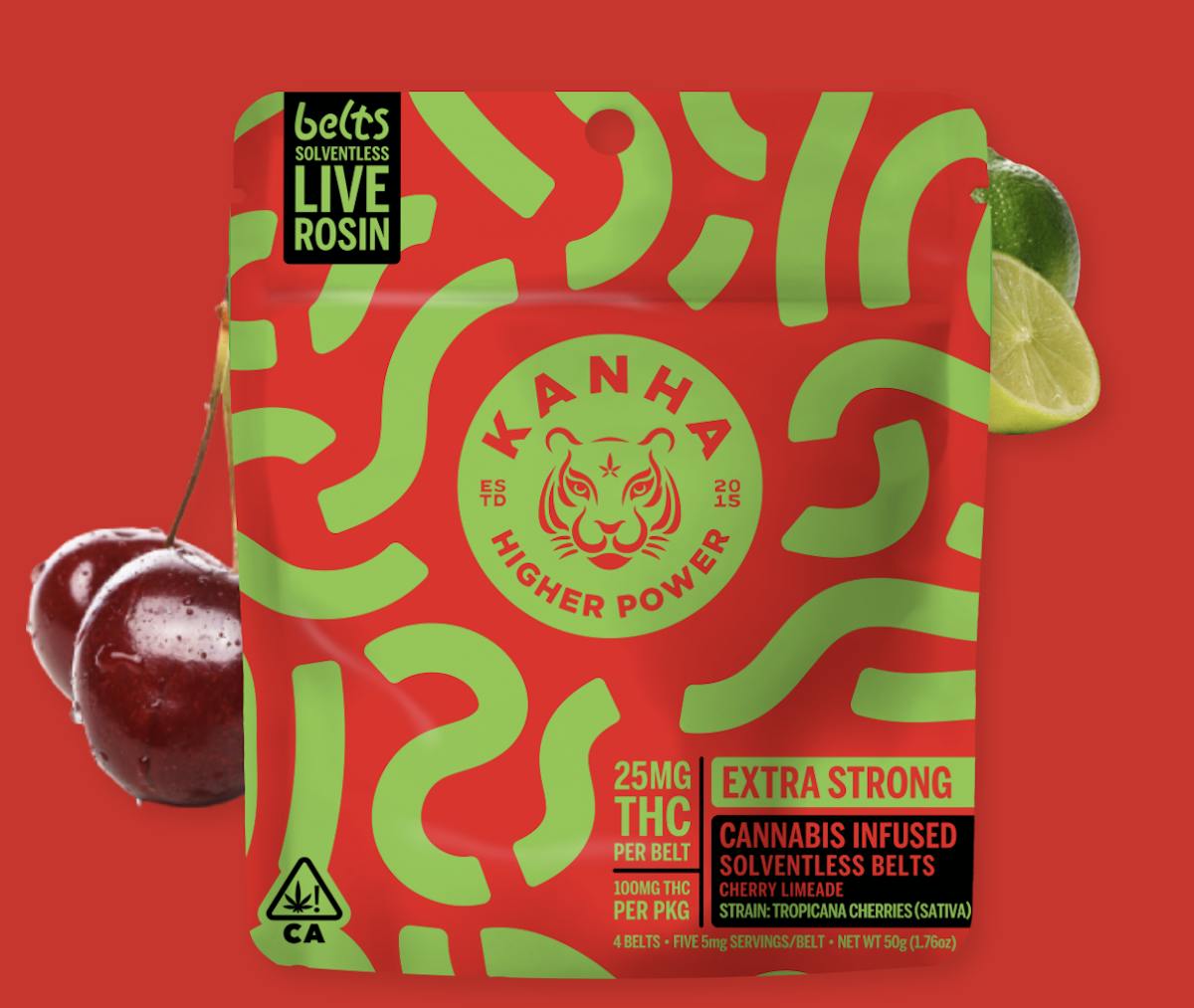 Photo of Kanha Sour Cherry Limeade Live Rosin Belts 100mg 4pk