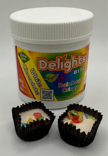 Delights Bites | White Chocolate Rainbow Crispy | 10ct/ 100mg Chocolates-1