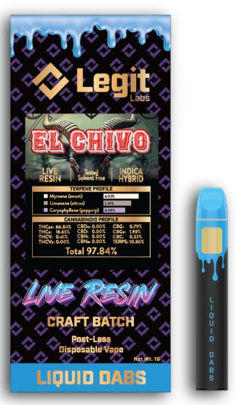 Product: El Chivo | Post-Less Disposable | Live Resin | Legit Labs