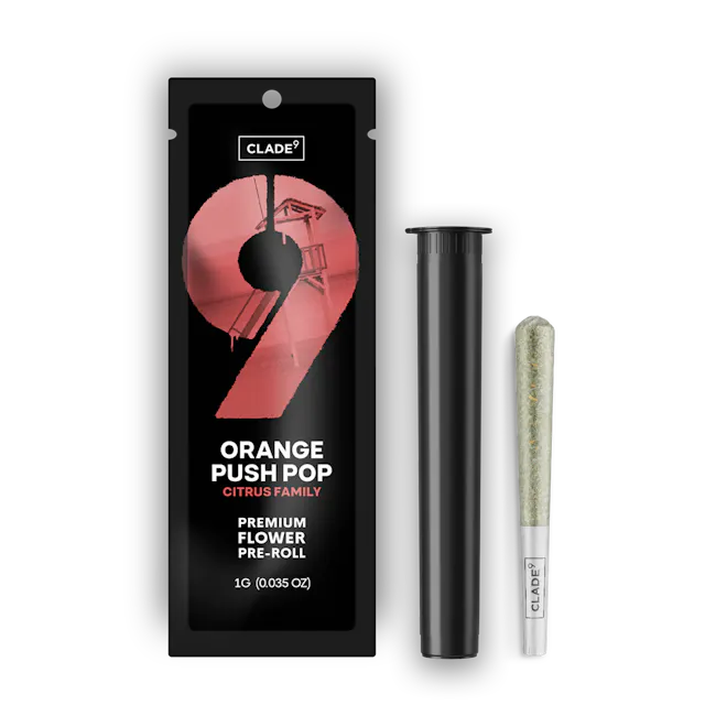 Clade9 Pre-Roll Orange Push Pop 1g (sativa hybrid, singles)