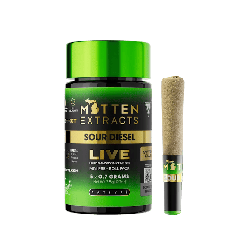 Mitten Extracts x 5 Sauce Infused Pre-rolls | Sour Diesel