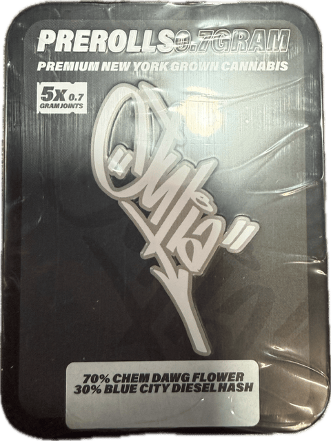 Julia | Infused Preroll | Hash Infused | Chem Dawg X Blue City Hash | 70% Flower X 30% Hash | .7g | 5 Pack | 3.5g | Indica | THC 30% Julia