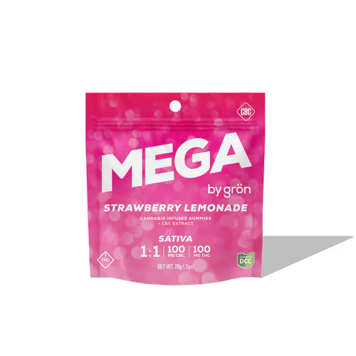 Gron: 1:1 CBC:THC Strawberry Lemonade Mega Gummies – 2pk 99mg-1