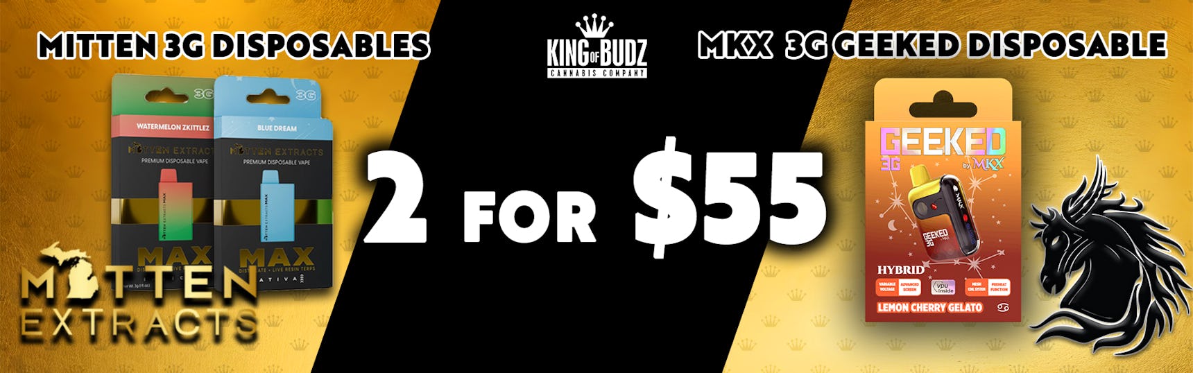 Geeked 3g + Mitten 3g Dispoables 2/$55