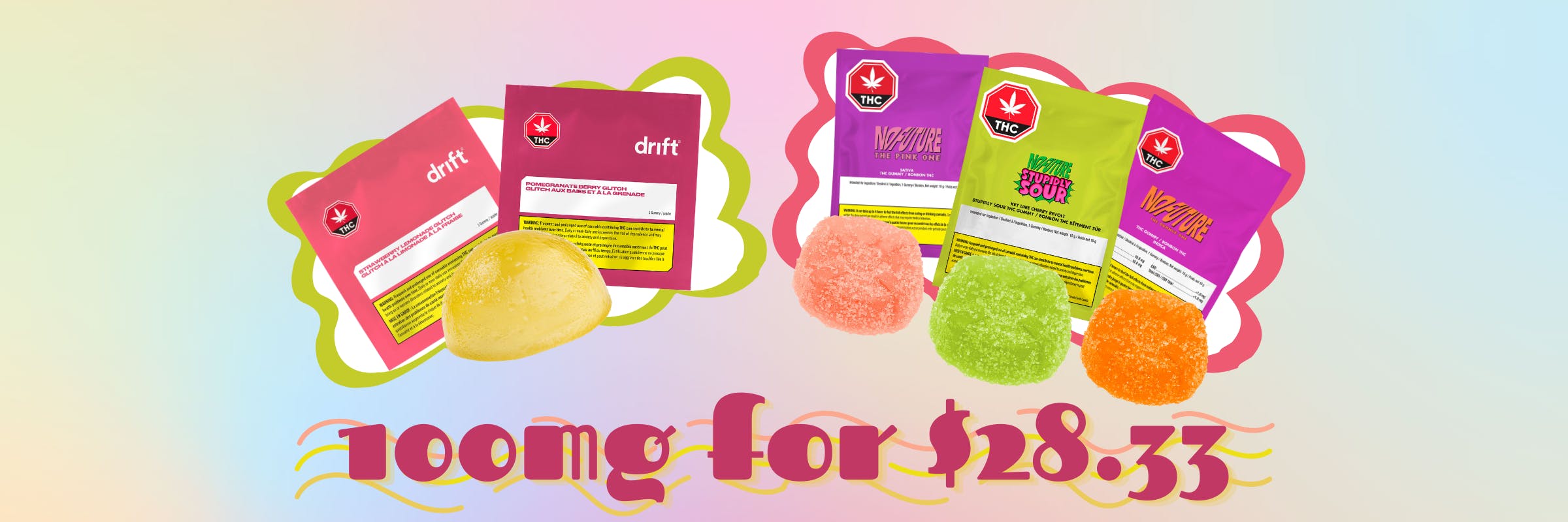 100mg THC gummies for $28.33
