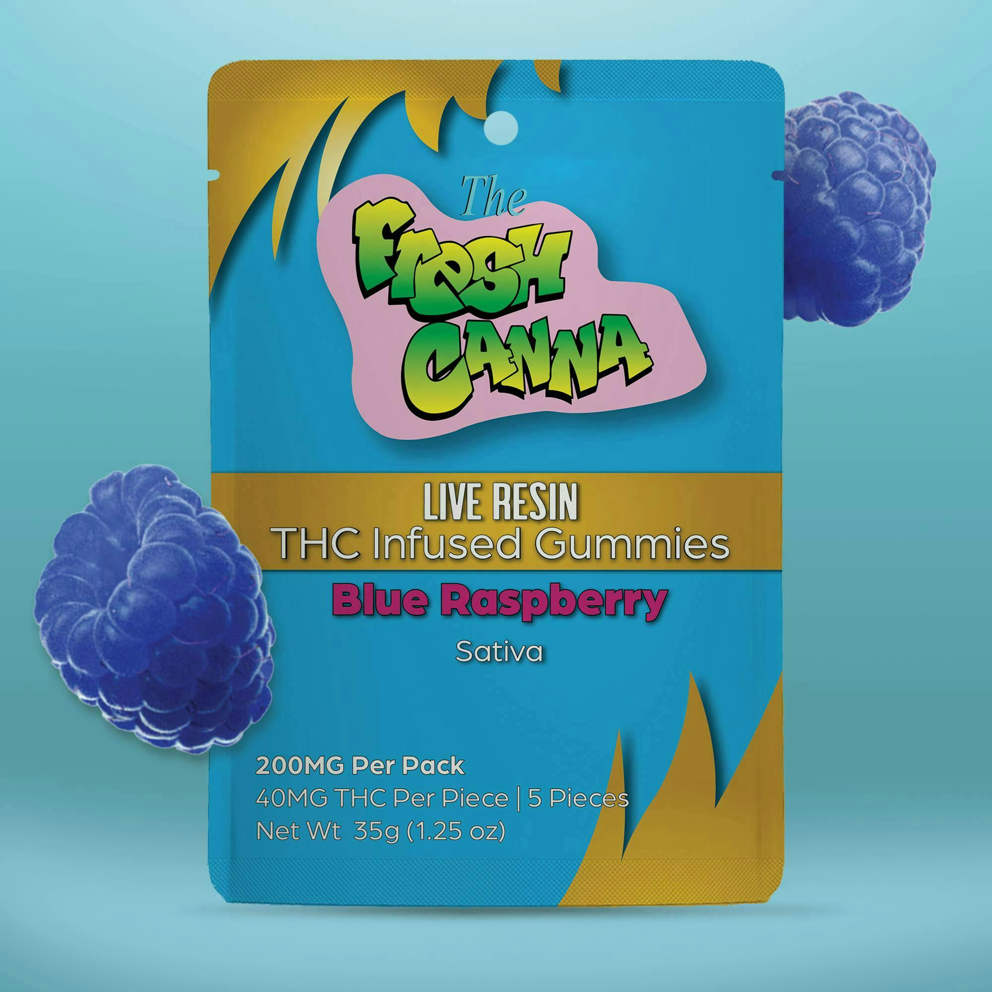 Product: Fresh Canna | Blue Raspberry | Live Resin Gummies | 200mg | Sativa
