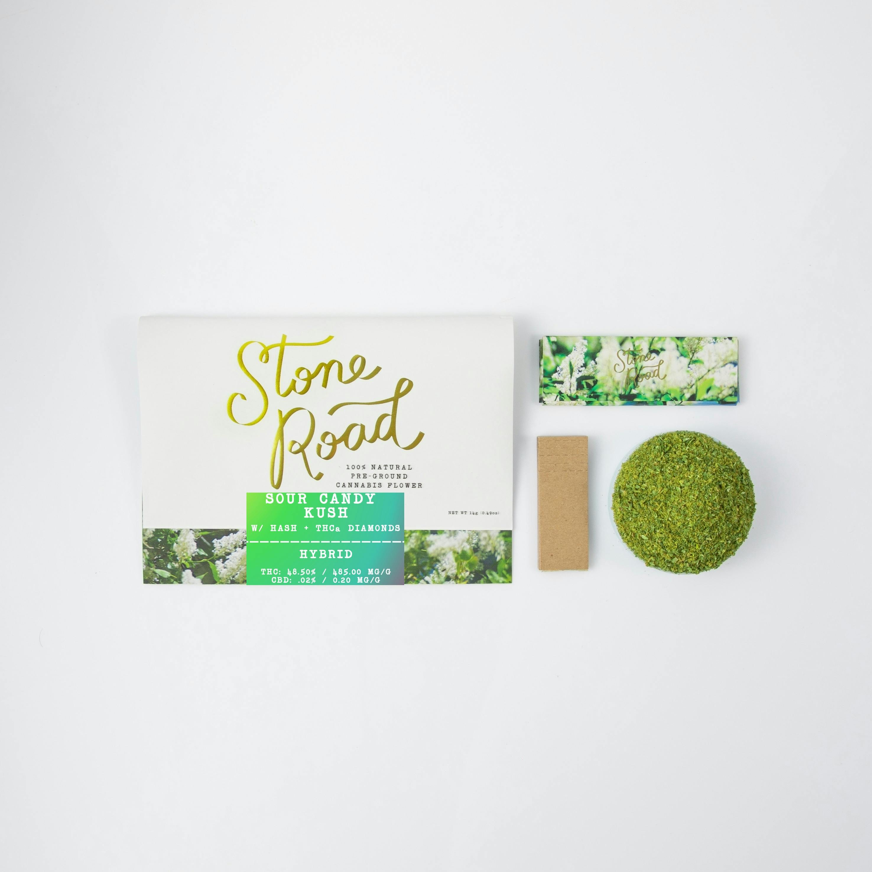 STONE ROAD | 1/2 OZ INFUSED PRE GROUNDED FLOWER | SOUR CANDY KUSH