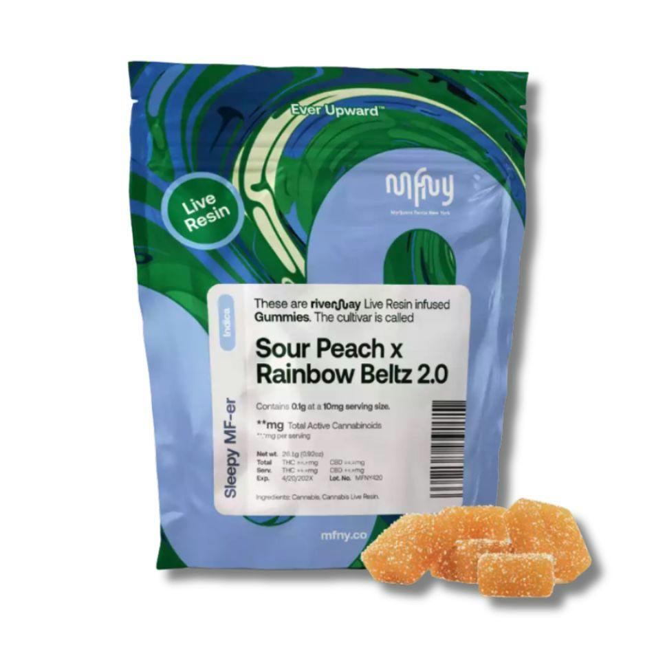 Product MFNY - Sour Peach x Rainbow Beltz - 100mg - Hash Rosin Gummies