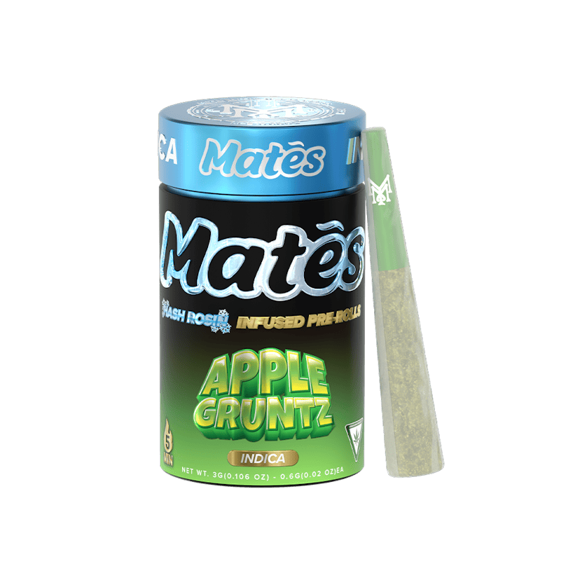 Muha Mates Hash Rosin Infused 5pk Prerolls Apple Gruntz
