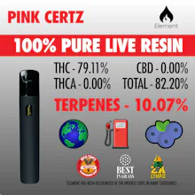 Element - 1g Live Resin Disposable - Pink Certz