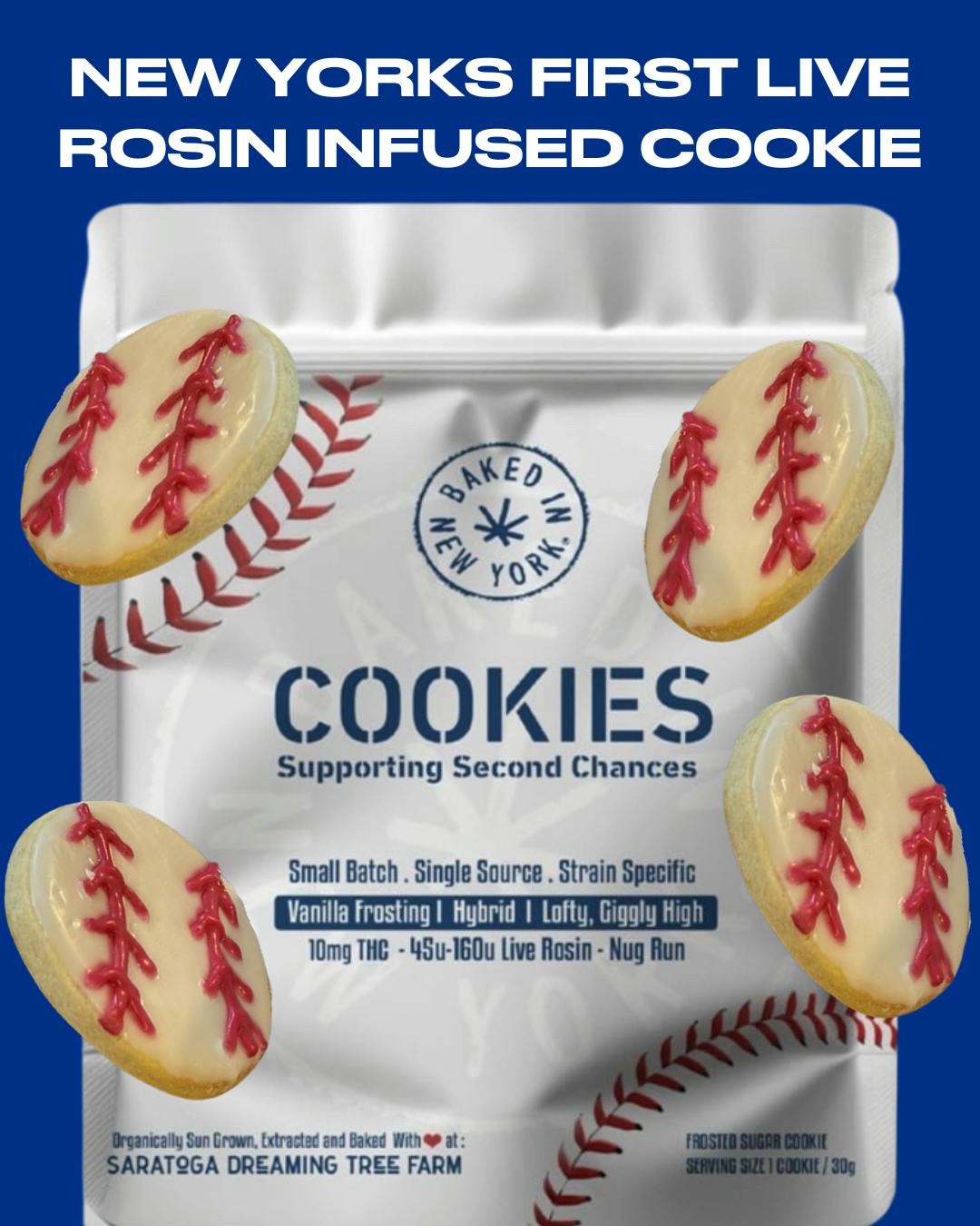 Baked In New York | Vanilla Frosted Cookie | Live Rosin Infused Edible