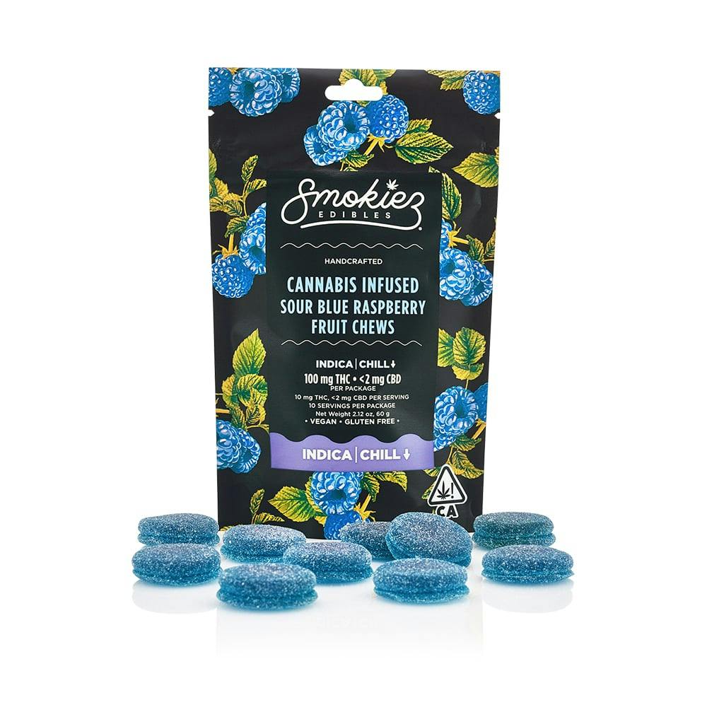 Photo of Sour Blue Raspberry Indica 100mg THC Fruit Chews