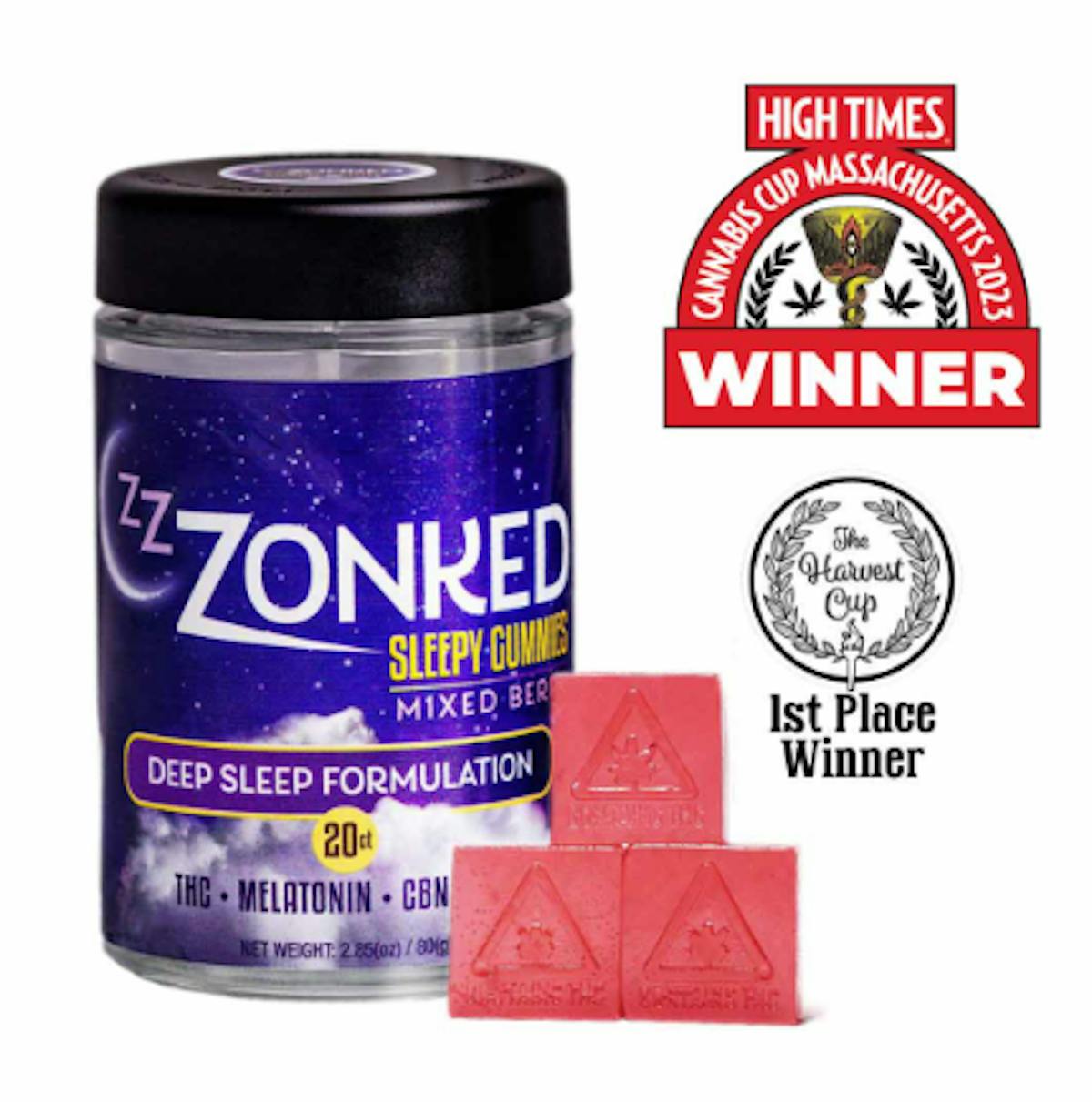 Photo of Zzzonked 1:1:1 Mixed Berry Gummies 100mg 20pk (THC:CBD:CBN)