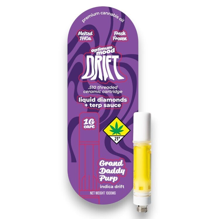 Grand Daddy Purp Indica Drift Liquid Diamonds + Terp Sauce Melted THCa 510 Ceramic  Cartridge (Optimum Mood) | Kush 21