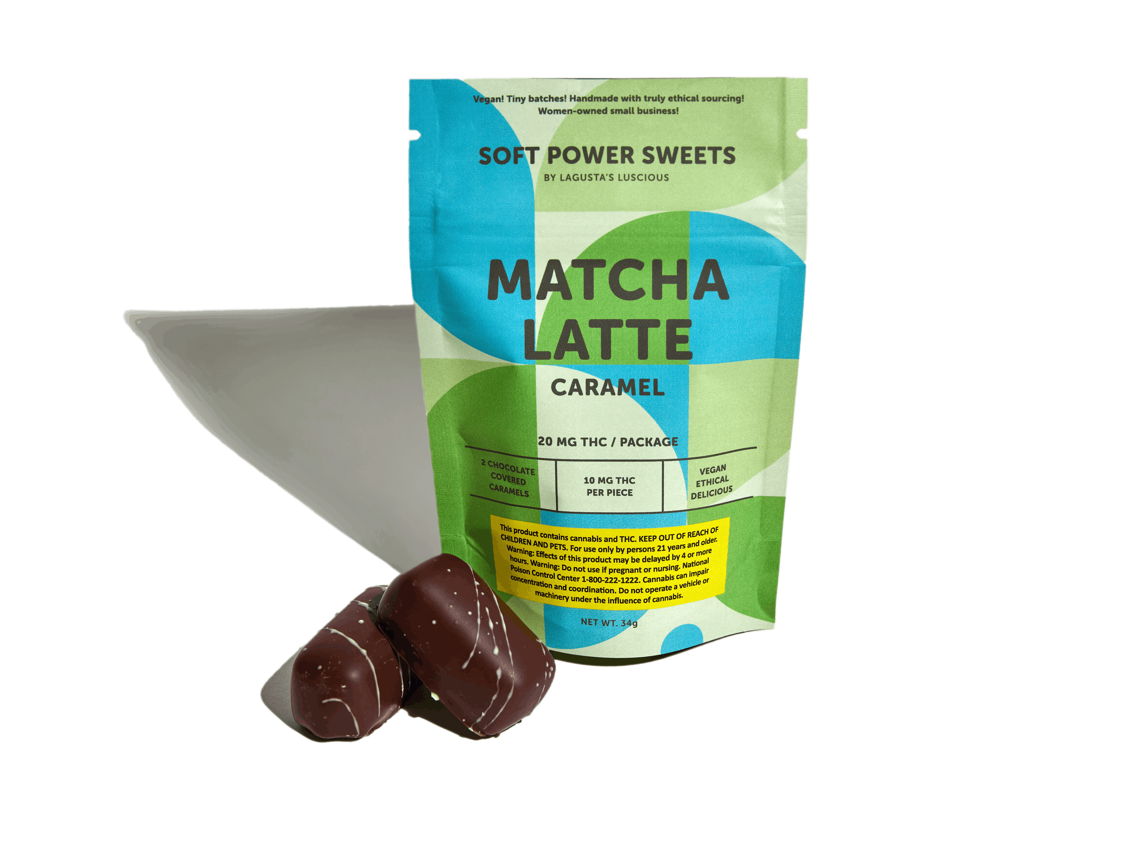 Photo of Matcha Latte chocolate covered caramel – 20mg/unit