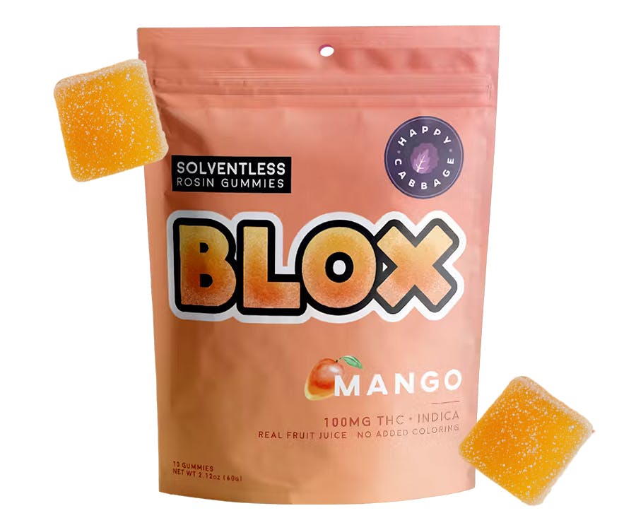 Blox- Mango (Indica) 100mg- Solventless Rosin Gummies 10pk