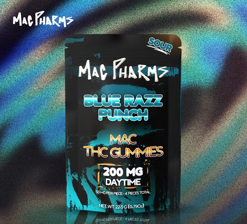 Mac Pharms | 4 x 50mg Gummies | Sour Blue Razz Punch