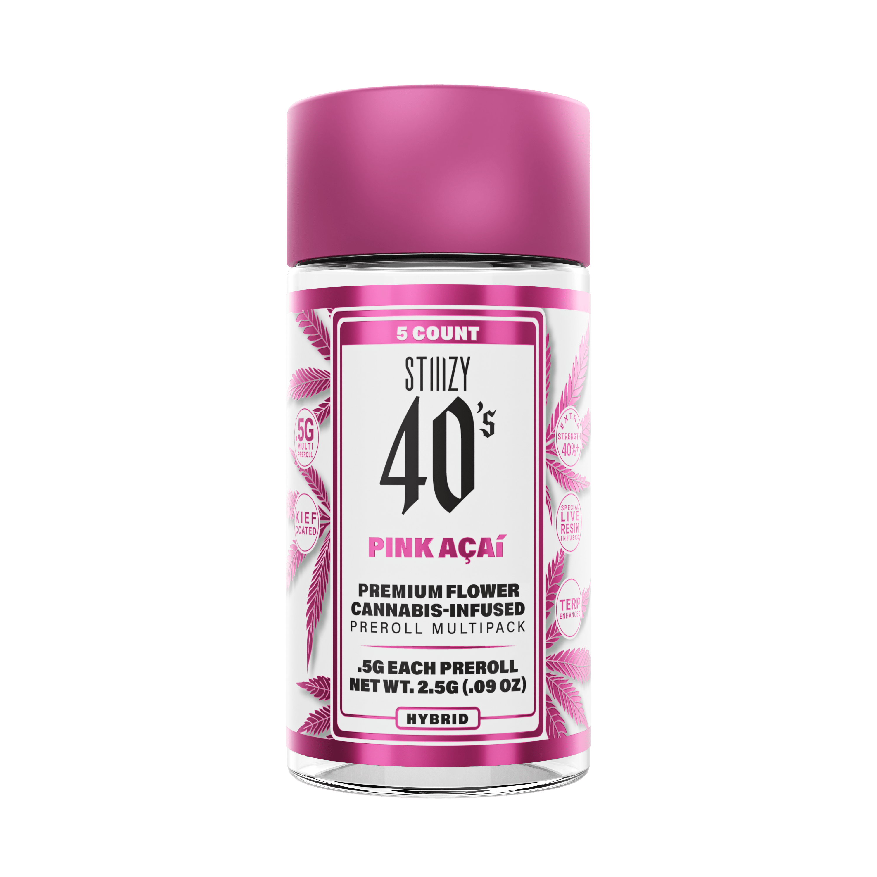 Product Stiiizy - Pink Acai - 2.5g - 5pk - 40s Infused Prerolls