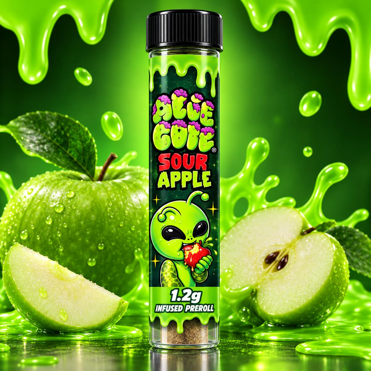 Alien Brainz - 1.2g Infused Preroll - Sour Apple