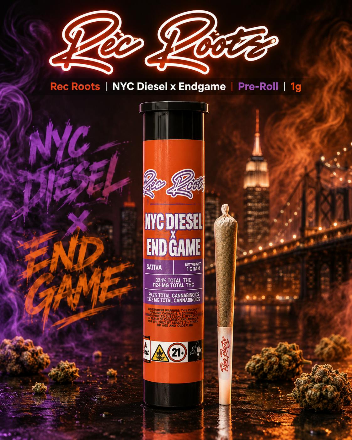 Product Rec Roots | NYC Diesel x Endgame | Pre-Roll | 1g