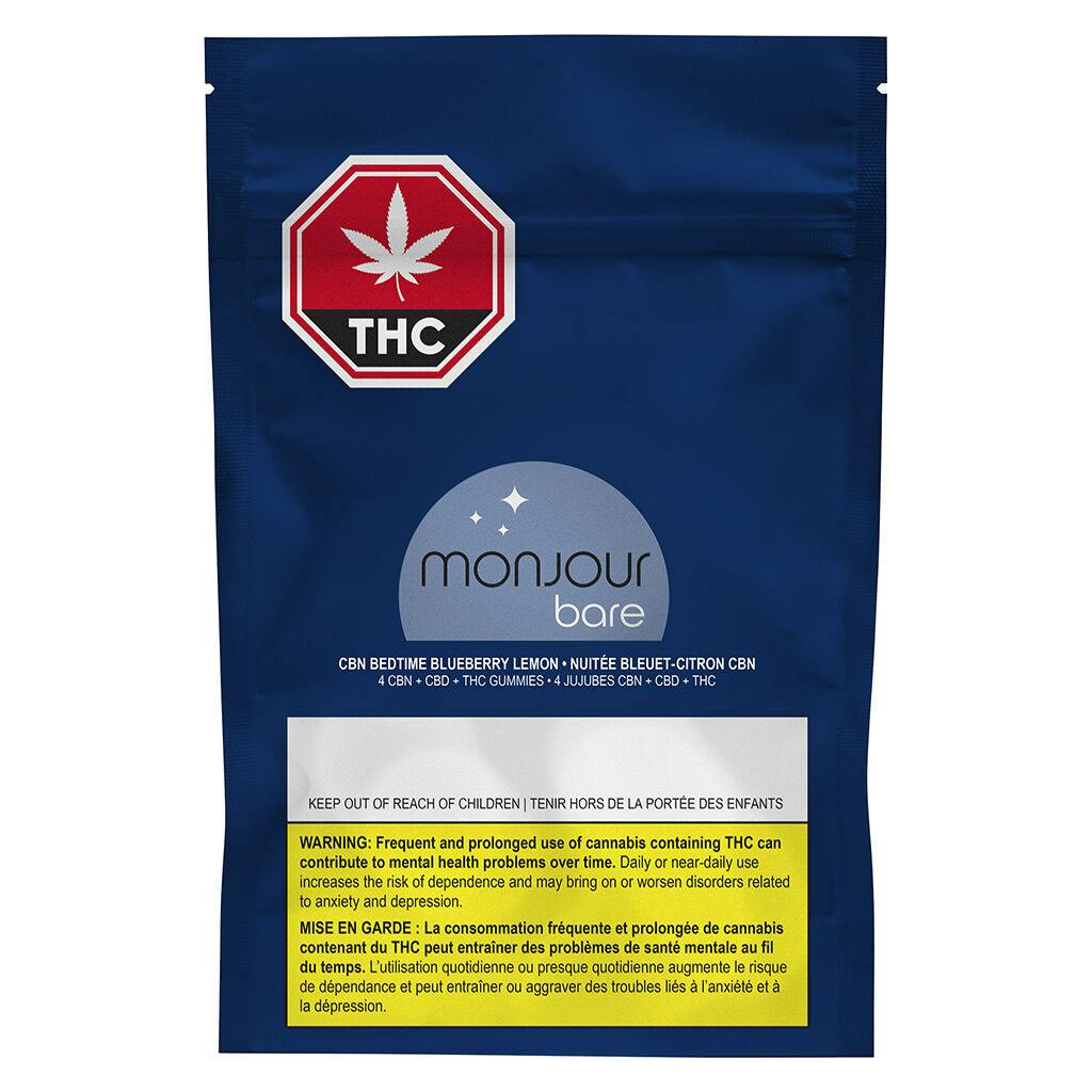 Monjour bare - cbn bedtime blueberry lemon soft chews - 4 pack