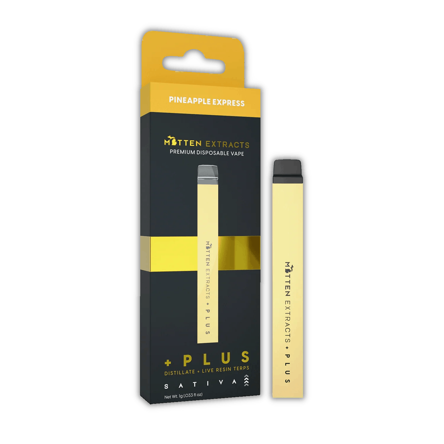 Product: Mitten Extracts | PLUS Disposable Vape - 1g - Pineapple Express (Sativa)