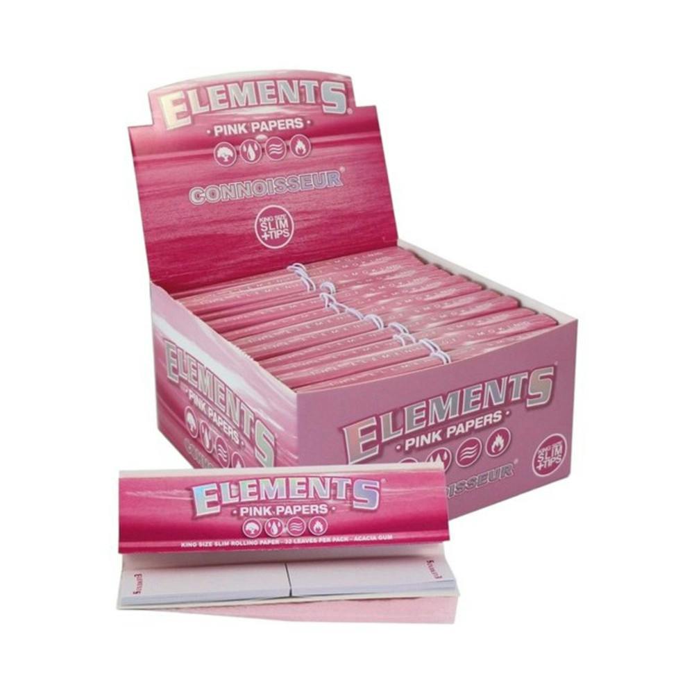 Accessories Elements Pink Connoisseur Slim King Size Papers + Tips