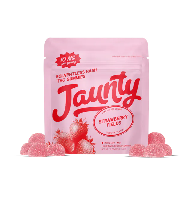 Jaunty Strawberry Fields  | Hash-Infused Gummies | 100mg | 10pk
