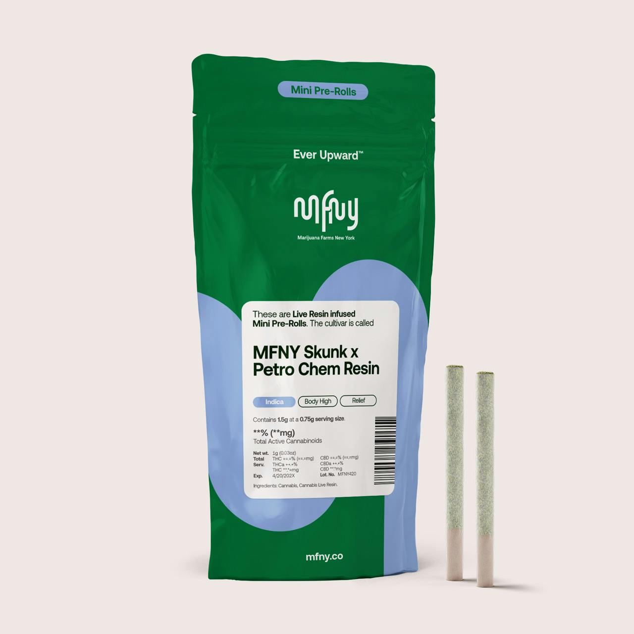 MFNY - 2 Pack .75g Live Resin Infused Prerolls - MFNY Skunk x Petro Chem