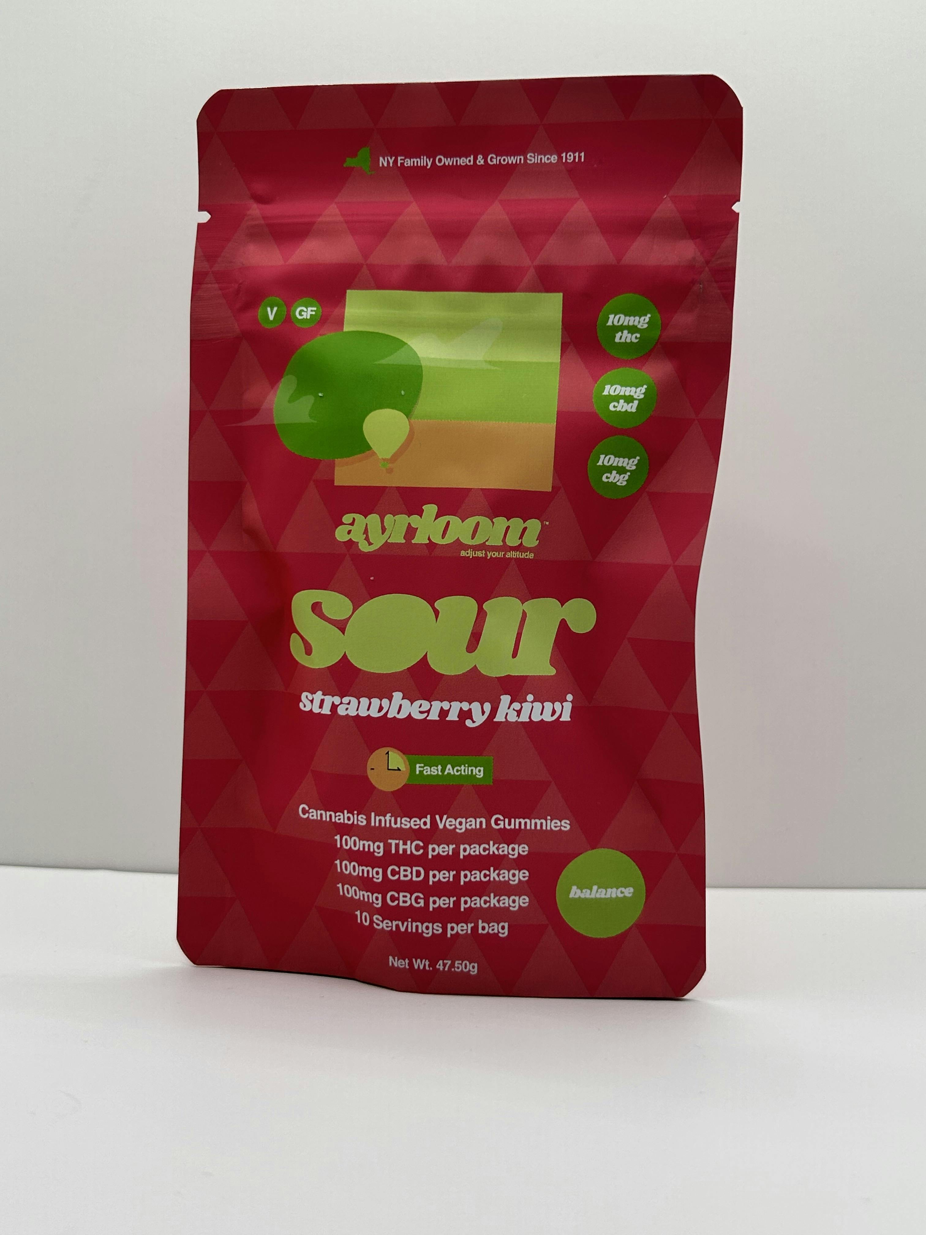 Photo of Ayrloom | Sour Strawbery Kiwi 1:1:1 | 10MG THC : 10MG CBD : 10MG CBG 10 Pack