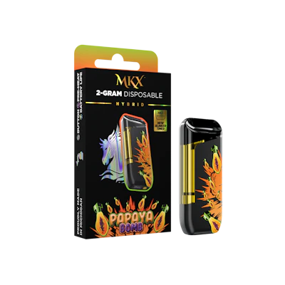 2g MKX Disposable - Papaya Bomb 2g Disposable - Hybrid - DISPOSABLES by MKX Oil Co. at King of Budz